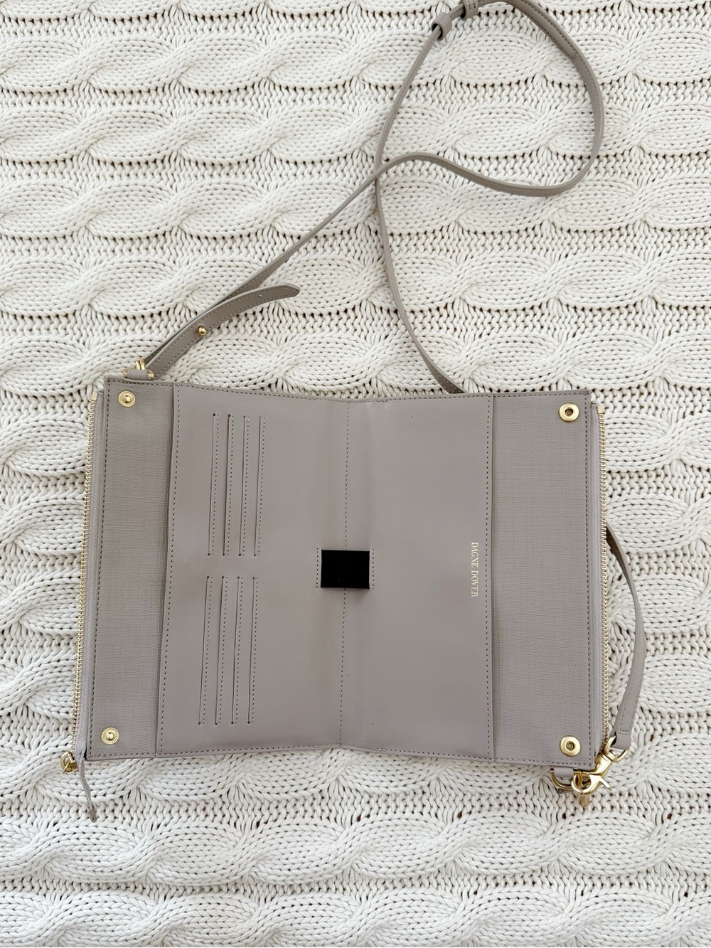 Danger Dover Neutral Beige Crossbody Clutch with Gold Hardware - Picture 5 of 7